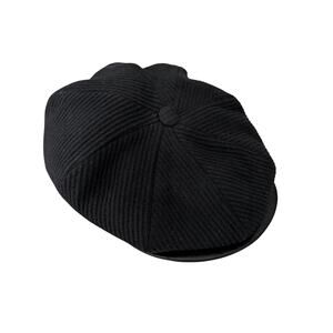 Men's Wigens Newsboy Cap Black Size 58 Wool with Leather Brim Ear Flaps 9008P